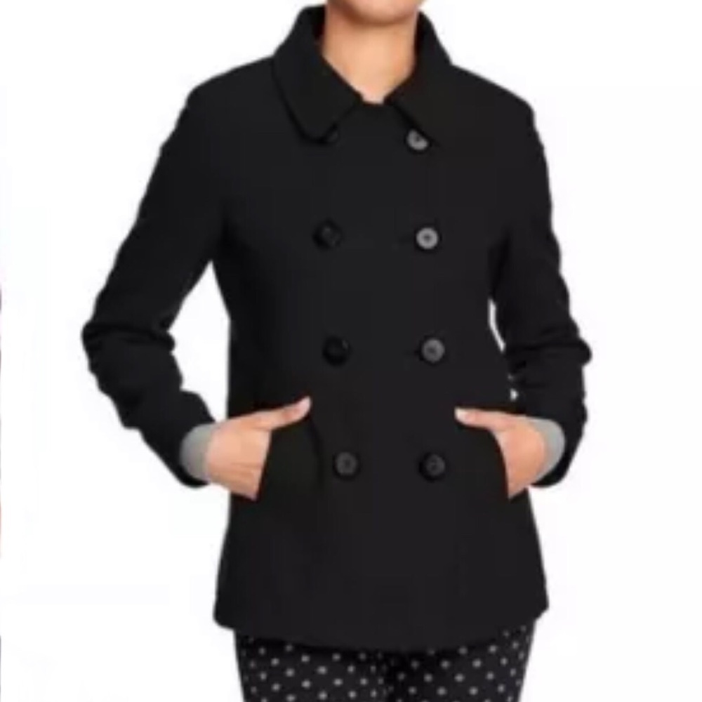OLD NAVY Women’s Pea Wool Coat Black XS Small